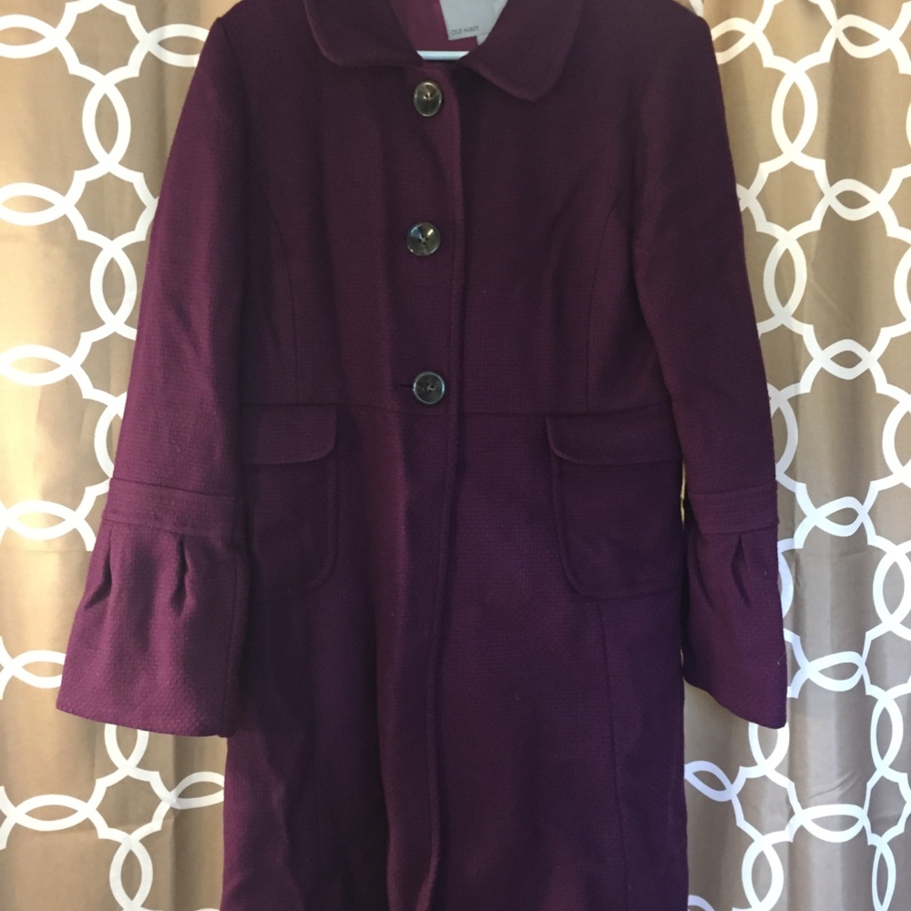 Old Navy Purple Wool-blend Dress Coat